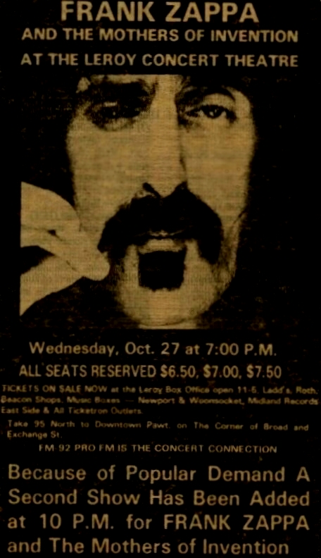27/10/1976Leroy Concert Theater, Pawtucket, RI